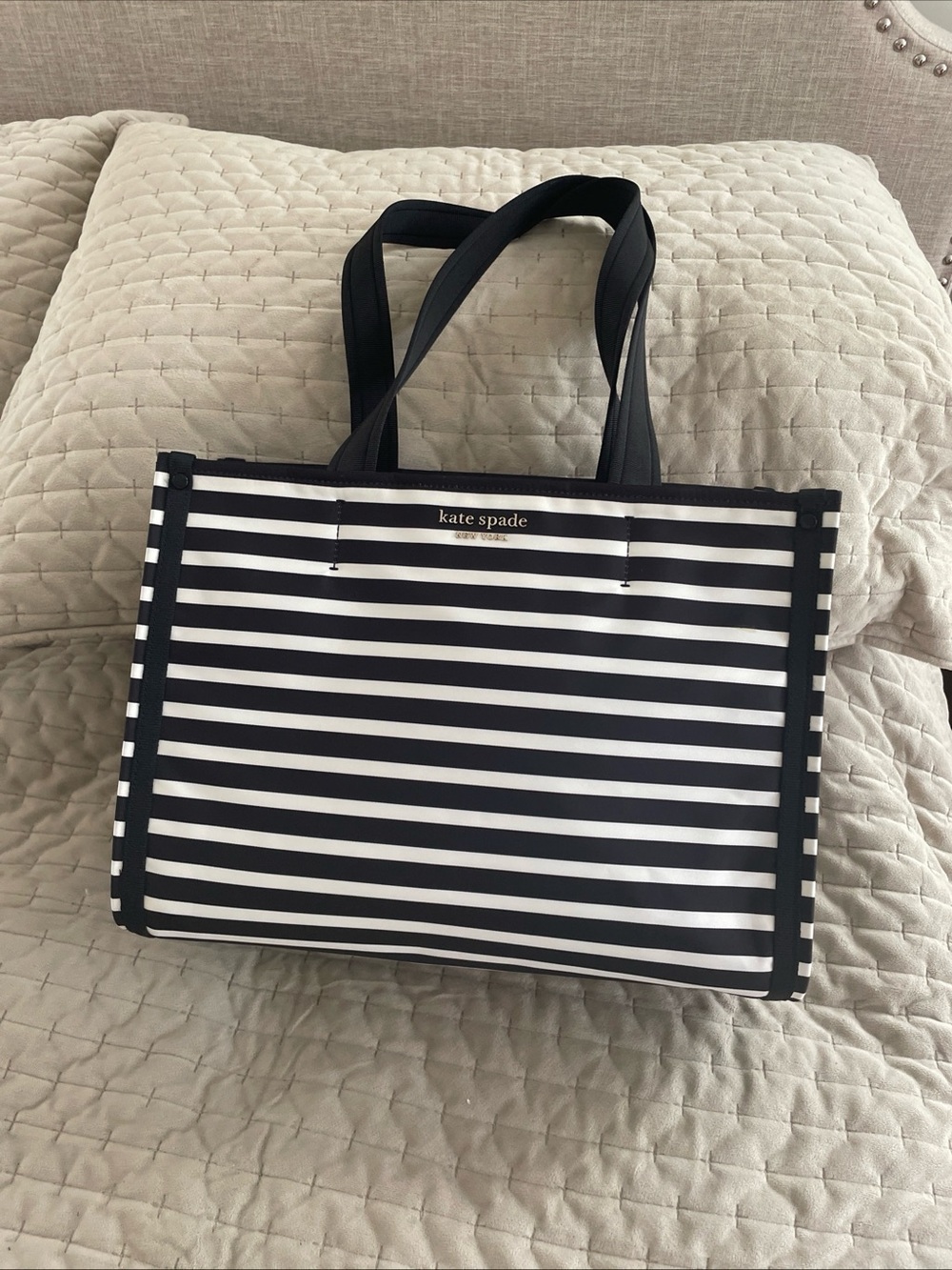 kate spade Black and White Striped Tote